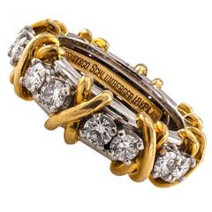 Tiffany & Co. Schlumberger 16 Stone Diamond Gold Platinum Eternity Ring Jewelry Redesign, Jewellery Rings, Tiffany Jewelry, Cushion Cut Diamonds, Tiffany And Co, Eternity Ring Diamond, Diamond Rings Bands, Diamond Gold, Diamond Solitaire Engagement Ring