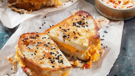 5 Ways to Make a Healthier Grilled Cheese Sandwich Hummus Grilled Cheese, Healthier Grilled Cheese, Cottage Cheese Grilled Cheese, High Protein Grilled Cheese, Protein Grilled Cheese, Kimchi Grilled Cheese, Healthy Grilled Cheese, Keto Grilled Cheese, Grilled Cheese Recipes