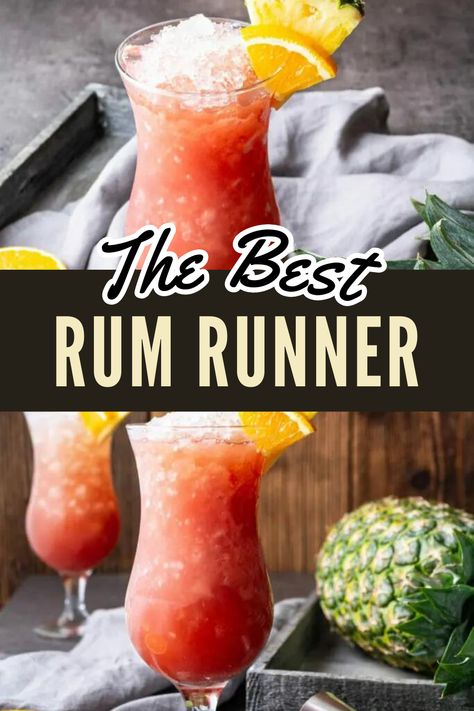 Run Drink Recipes, Rum Runner Recipe Easy, Rum Slush Recipe, Frozen Rum Runner Recipe, Drinks With Dark Rum, Dark Rum Drinks Recipes, Rum Runner Recipe Best, Drinks Made With Rum, Rum Haven Coconut Rum Recipes