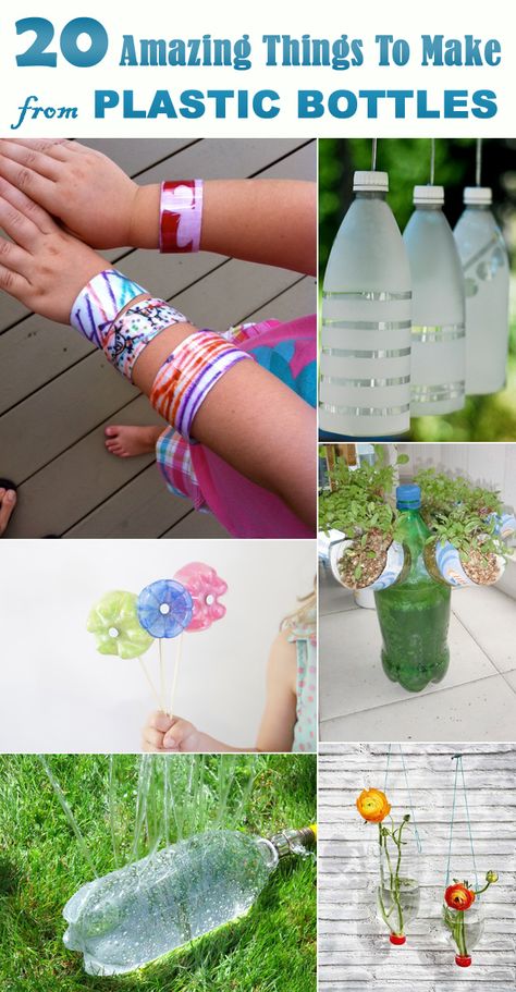 20 Amazing Things To Make From Plastic Bottles Upcycle Plastic Bottles, Diy Upcycling Projects, Water Bottle Crafts, Upcycle Plastic, Bottle Projects, Reuse Plastic Bottles, Diy Plastic Bottle, Creative Kids Crafts, Recycle Cans