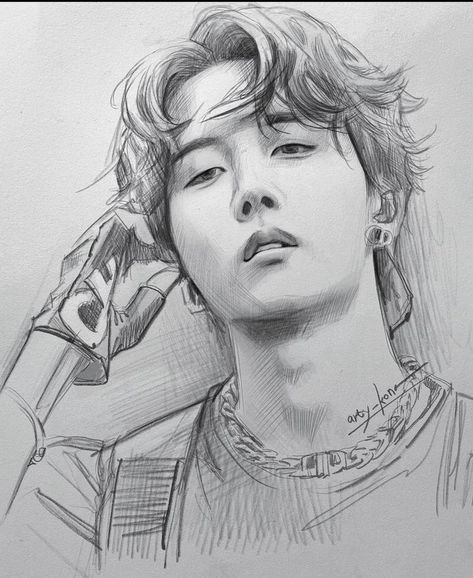 J-hope Hope Drawing, Cartoon Body, Hope Art, Watercolor Portrait Painting, Art Pencil, Realism Art, Art Drawings Sketches Creative, Bts Drawings, Painting Art Projects