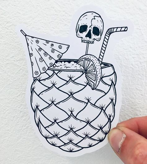 Cocktails Tattoo Design, Cocktail Tattoo Ideas, Cocktail Flash Tattoo, Coctail Tattoo Design, Chest Tattoo Compass, Cocktail Tattoo, Pineapple Drink Tattoo, Traditional Tiki Drink Tattoo, Icon Tattoo