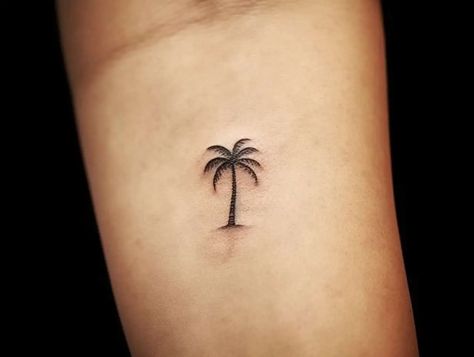 Tattoos Palm Tree, Tattoo Ideas Palm Tree, Palm Tree Tattoo Meaning, Small Palm Tattoo, Palm Tree Tattoo Forearm Women, Palm Tree Wrist Tattoo, Cute Palm Tree Tattoo, Tattoos For Ankle, Palm Tree Finger Tattoos For Women