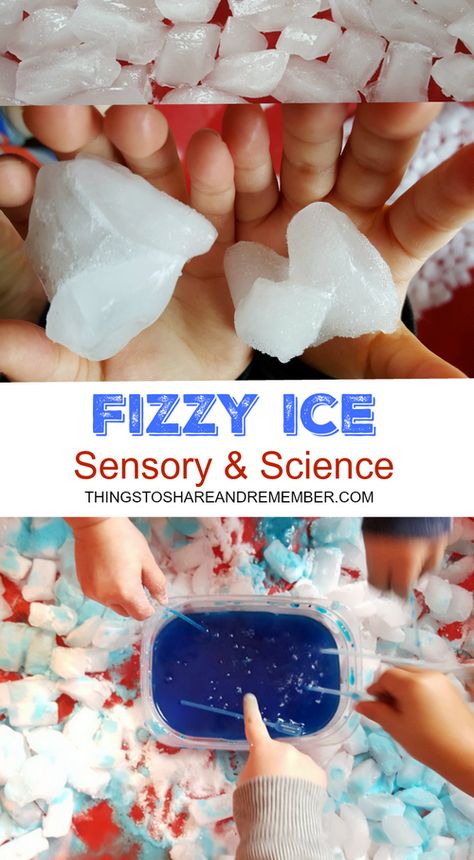 Fizzy Ice Sensory & Science Post includes a VIDEO #MGTBlogger Fizzing Ice Cubes Experiment, Ice Theme Preschool, Winter Theme Preschool, Winter Science, Winter Activities For Kids, Winter Preschool, Preschool Science, Preschool Theme, Science Experiments Kids