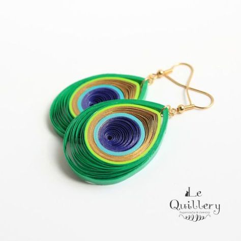 Cat Magic, Paper Quilling Earrings, Neli Quilling, Paper Quilling Cards, Creeper Minecraft, Peacock Feather Earrings, Paper Quilling Jewelry, Peacock Jewelry, Quilling Work