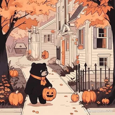 Drawing Autumn, Helloween Wallpaper, Stuffed Pumpkin, Halloween Facts, Fall Orange, Bear Cute, Cute Fall Wallpaper, Halloween Wallpaper Iphone, Halloween Illustration