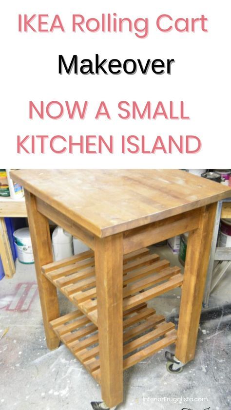 Diy Mini Kitchen Island, Small Kitchen Carts On Wheels, Small Kitchen Cart Ideas, Butchers Block Island On Wheels, Kitchen Island Cart Ideas, Ikea Trolley Hack, Ikea Butcher Block Island, Kitchen Islands For Small Spaces, Small Butcher Block Island