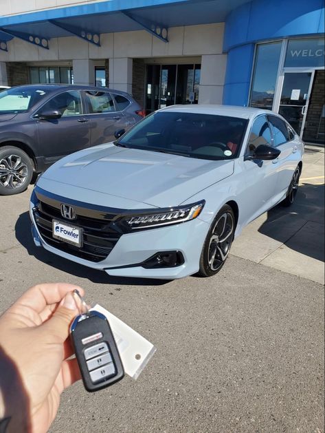 Sport Honda Civic, Sonic Gray Honda Accord, Grey Honda Accord Sport, Dream Cars Honda, 2022 Honda Accord Sport Interior, Nice First Cars, Honda Civic Sonic Grey Pearl, 2021 Honda Accord Sport Black, Honda Accord Blue