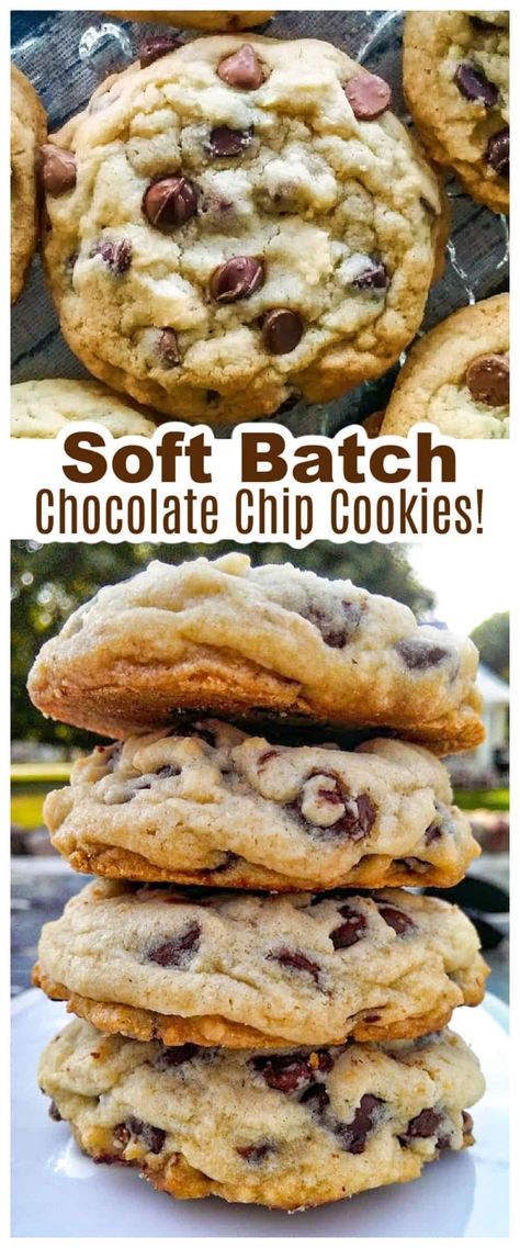 Soft Batch Chocolate Chip Cookies! Pure Nirvana! Delectable, insane, buttery, rich, thick, soft-batch chocolate chip cookies are pure "Nirvana". You won't want to miss out on these! Kitchenaid Chocolate Chip Cookies, Soft Batch Chocolate Chip Cookies, Soft Batch Cookies, Chocolatechip Cookies, Soft Batch, Cookie Deserts, Smore Recipes, Organic Cookies, Best Chocolate Chip Cookies Recipe