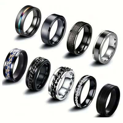 Temu | Explore the Latest Clothing, Beauty, Home, Jewelry & More Band Rings For Men, Black Ring Set, Black Band Ring, Mens Ring Designs, Rings Men, Black Ring, Titanium Rings, Men's Jewelry Rings, Simple Wedding