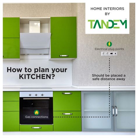 Avoid any malfunctions in the kitchen by ensuring that the reticulated gas connections and the electrical plug points are not placed within the same base cabinet. To ensure your home has only the best quality of interiors get in touch with us for a consultation. Because your home interiors should outlast your stay.  #TheTandemAdvantage  #TandemTips #KnowYourInteriors Base Cabinet, Base Cabinets, Home Interiors, Tandem, The Kitchen, House Interior, Kitchen Appliances, Diy Projects, Electricity