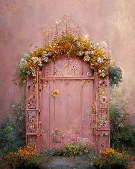 Euphemia Stokefield, Magical Door, Magic Door, Coffee Cup Art, Fantasy Rooms, Baby Pink Aesthetic, Fairy Doors, Beautiful Doors, Ethereal Art