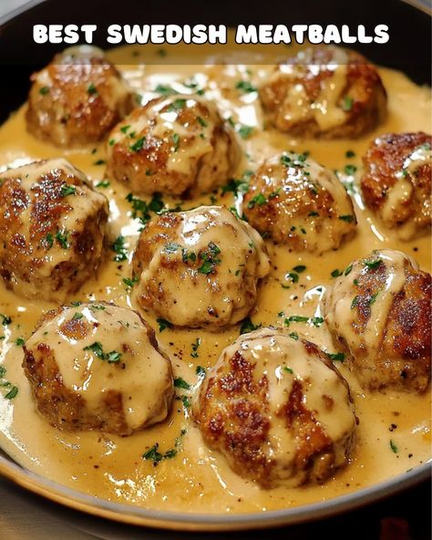 One Pot Swedish Meatball Pasta, Swedish Dishes Recipes, Swedish Meatball Dinner Ideas, Best Swedish Meatballs Ever, Mccormick Swedish Meatballs Recipe, Perogies And Meatballs, Swedish Meatballs With Heavy Cream, Swedish Foods Recipes, Meatballs With Bread And Milk