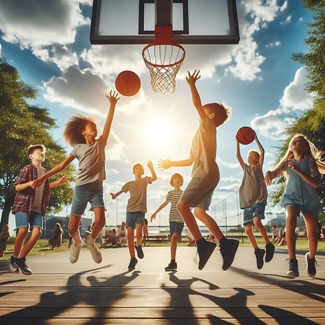 Photo children playing basketball on a s... | Premium Photo #Freepik #photo Free Fire Game Wallpaper 4k, Sports Court, Kids Baskets, Game Wallpaper, Basketball Photos, Basketball Plays, Play Basketball, Sport Court, Kids Basketball