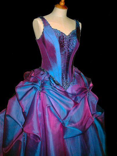 Rossetti: Contemporary and Alternative Unique Bridal Gowns - The Jewel Collection Colours That Match With Purple, Blue And Purple Dress Color Combinations, Alternative Wedding Dress Color Purple, Purple Corset Outfit, Blue And Purple Outfit, Purple Fantasy Dresses For Fantasy Events, Purple Petticoat Wedding Dress, Blue And Purple Dress, Purple Dress Gothic