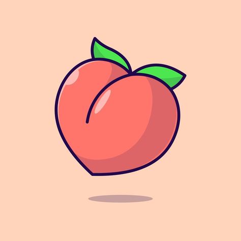 Cute Fruit Drawings Easy, How To Draw A Peach, Peach Illustration Cute, Cute Fruits Drawings, Peach Drawing Easy, Peach Drawing Cute, Peaches Drawing, Peaches Illustration, Peach Doodle