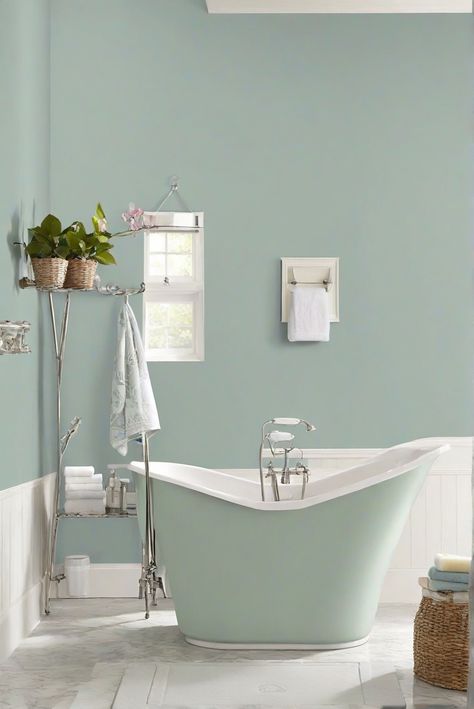 home decor interior design, kitchen designs, living room interior, home paint colors Sw Lullaby Paint, Sw Lullaby, Benjamin Moore Navajo White, Idea For Bathroom, Painting Bathroom Walls, Pine Kitchen Cabinets, Bathroom Wall Colors, Timeless Paint Colors, Pale Blue Walls