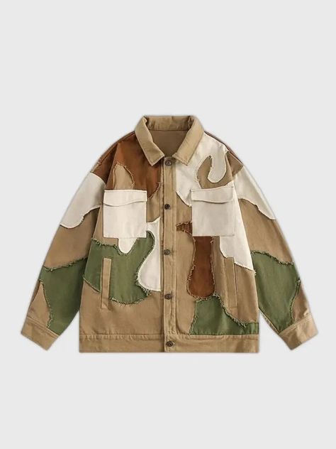 Winter 24 – Japan-Clothing Mens Coats Casual, Cotton Jacket Men, Camo Fashion, Mens Jackets Casual, Color Block Jacket, Patchwork Jacket, Jackets For Men, Letterman Jacket, Camo Jacket