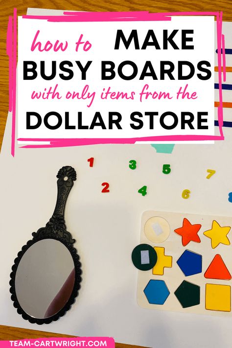 DIY Cardboard Busy Boards for Toddlers - Team Cartwright Busy Boards Diy, Montessori Board Diy, Boards On A Budget, Busy Board Ideas, Child Care Center Design, Home Montessori, Young Toddler Activities, Baby Activity Board, Montessori Board