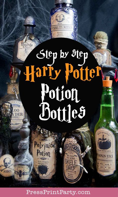 Harry Potter Apothecary Labels, Harry Potter Halloween Decorations Diy, Witch Making Potion, Potion Bottles Diy, Witch Cupboard, Invisibility Potion, Potions Aesthetic, Phoenix Ashes, Rat Tails