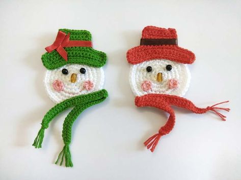 Crochet Winter Applique, Crochet Santa Hat Applique, Crochet Snowman Applique Free Pattern, Crochet Snowman Applique, Crochet Christmas Apliques, Crochet Christmas Appliques Free Pattern, Snowman Applique Patterns Free, Snowman Applique Patterns, Crochet Christmas Appliques