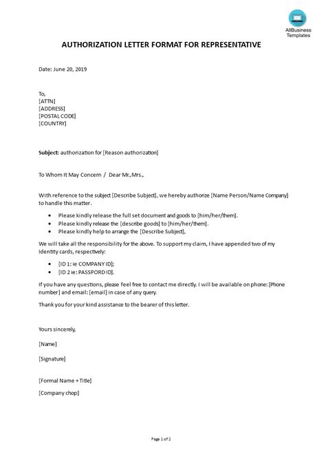 How to authorize a representative? Download this sample letter of authorization to act on behalf of someone else. Payment Reminder, Authorization Letter, Lettering Download, Newspaper Template, Letter Format, Letter Sample, Store Design Interior, Letter Template, Business Templates