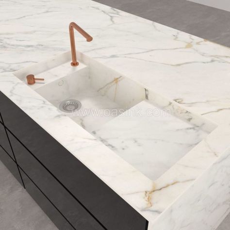 Kitchen Sink Upgrade, Sink Upgrade, White Kitchen Sink, Marble Sinks, Luxury Kitchen Design, Kitchen Marble, Kitchen Tops, Sink In, Luxury Kitchen