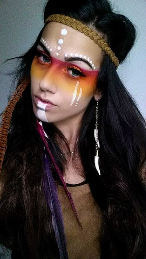 Aztec Princess halloween makeup costume Burning Man Makeup, Carnaval Make-up, Fantasy Make-up, Halloweenský Makeup, Drag Make-up, Male Makeup, Special Effects Makeup, Halloween Costumes Makeup, Fx Makeup