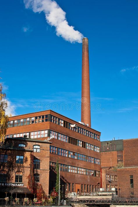 Factory. Old brick factory with bricks chimney , #ad, #brick, #Factory, #factory, #chimney, #bricks #ad Factory Chimney, Brick Factory, Brick Chimney, Chicago Architecture, Old Bricks, Red Bricks, Cn Tower, Scandinavia, Finland