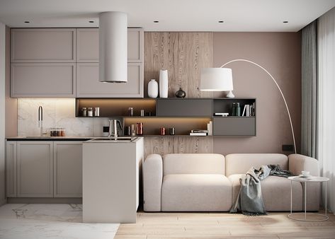 Flat Interior Design, Mini Apartments, Modern Cupboard Design, Small Apartment Interior, Living Room And Kitchen, Condo Design, Small Apartment Design, Small Space Design, Tiny Apartment