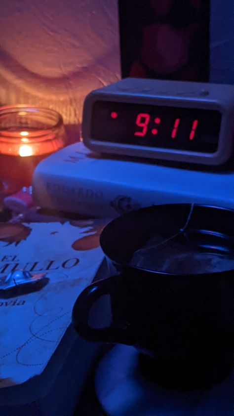 Nightstand Photography, Alarms Aesthetic, Digital Alarm Clock Aesthetic, Alarm Clock Aesthetic, Fall Night Routine, Night Routine Aesthetic, Unreliable Narrator, Clock Aesthetic, Aesthetics Tumblr