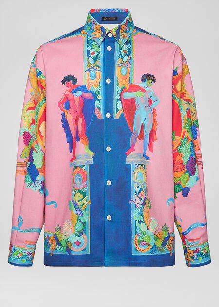 Versace Fashion Shirts for Men | US Online Store Multicolor Painting, Denim Shirt For Men, Printed Denim Shirt, Versace Shirts, Mens Shirts Online, Versace Designer, Luxury Clothes Men, Basket Noir, Versace Fashion