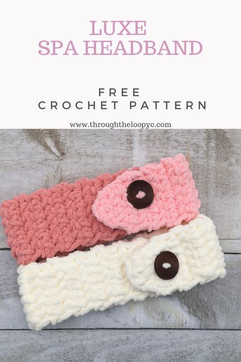 Luxe Spa Headband Free Crochet Pattern Crochet Spa Set, Crocheted Headbands, Headband Crochet Pattern, Quick Crochet Gifts, Easy Crochet Headbands, Crochet Headband Pattern Free, Baby Headbands Crochet, Crochet Headbands, Headband Crochet