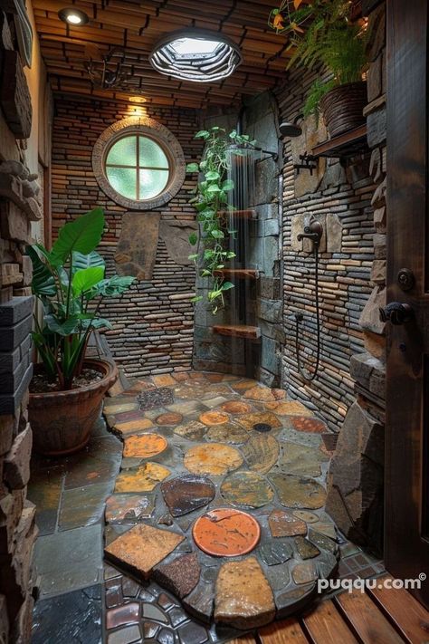 Dream Shower Walk In, Rustic Walk In Shower Ideas, Nature Bathroom, Rustic Bathroom Shower, Big Shower, Walk In Showers, Cabin Bathroom, Walk In Shower Designs, Bohemian Bathroom