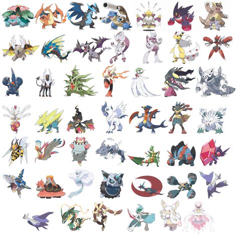 All Mega Evolution Pokemon, Pokemon Evolutions Chart, Mega Diancie, Pokemon Mega Evolution, Pokemon Chart, Papercraft Pokemon, Mega Evolution Pokemon, Rayquaza Pokemon, Pokemon Mega