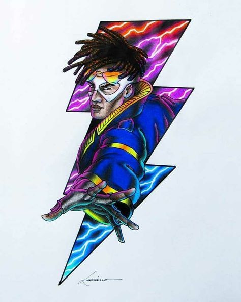 Static Shock Tattoo Design, Static Shock Tattoo, Black Lightning Static Shock, Static Dc, Shock Tattoo, Milestone Comics, Static Shock, Hip Hop Artwork, Human Body Art