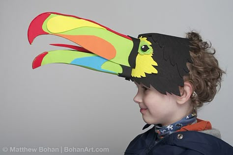 Keel-Billed Toucan (Sheet Craft Foam) Diy Toucan Costume, Tucan Costume Diy, Toucan Costume, Toucan Mask, Halloween Hats Diy, Bird Hat, Keel Billed Toucan, Hat Tip, Bird Costume