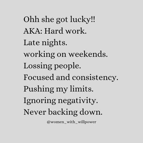 I WORKED HARD FOR SUCCESS DON'T SAY I GOT LUCKY 💗💯 Double tap if you like the post❤️ Follow for more Motivational and Inspirational Quotes @women_with_willpower @women_with_willpower @women_with_willpower #womenempire #hersuccess #sheisstrong #praying #confidentwomen #femalebosstribe #femalehustlermindset #goaldigger #beliveinyourself #selfimprovement #quotesandsayings #happywoman #healthylifestyle #wealthy #lovedandblessed #keepgoing #motivationforyou #inspiringwomen #inspiringquotes #... Working Hard Quotes Women, Hardworking Women Quotes, Independent Woman Quotes Work Hard, Daily Grind Quotes, Work Hard Quotes Women, Hard Working Woman Quotes, Grind Quotes, Ambition Quotes, Hard Working Women