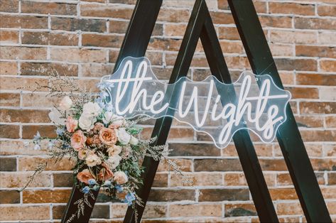 Triangle Arch Flowers, Arch Flowers, Our Wedding Day, Neon Sign, Color Schemes, Our Wedding, Arch, Wedding Inspiration, Wedding Ideas