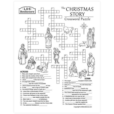 Christmas Puzzles Printables, Christmas Crossword Puzzles, Christmas Crossword, Lds Christmas, Puzzle Printable, Christmas Puzzles, Nativity Coloring Pages, Christmas Sunday School, Bible Trivia