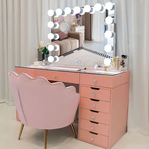 Bluetooth Mirror, Modern Dressing Table Designs, Girls Dressing Table, Mirror For Bedroom, Dressing Table Design, Bedroom White, Cute Bedroom Ideas, Table Designs, Girl’s Room