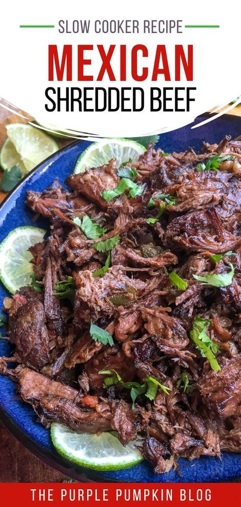 Slow Cooker Mexican Shredded Beef is an incredibly versatile recipe that can be used in tacos or wraps or served up with rice and roasted vegetables. The beef is slowly cooked to perfection, is super tender, and full of flavors including chipotle, oregano, cumin, and lime. Salads Low Carb, Slow Cooker Mexican Shredded Beef, Low Carb Salads, Low Carb Lunches, Slow Cooker Shredded Beef, Shredded Beef Recipes, Low Carb Dinners, Slow Cooker Mexican, Mexican Shredded Beef