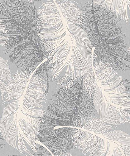 Coloroll Feather Blown Vinyl Wallpaper in Grey & White M0923 Glitter Bedroom, Novelty Wallpaper, Brewster Wallpaper, Feather Wallpaper, Gray Wallpaper, Animal Print Wallpaper, Embossed Wallpaper, W Wallpaper, Contemporary Wallpaper