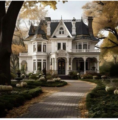 Fall Houses Interior, Large Manor House, Bloxburg Big House Exterior, Bloxburg Small Victorian House Layout, Victorian Houses Aesthetic, Large Tudor House Plans, Old Estate Homes, Dark Manor Exterior, Canada House Exterior