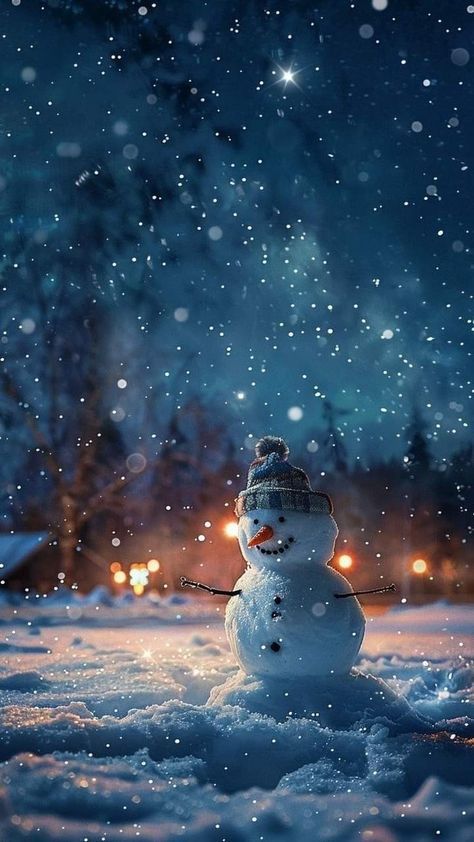 Christmas Landscape Photography, December Aesthetic Cozy, Snowman Aesthetic, Winter Wonderland Aesthetic, Snowman Background, Snow In The City, Christmas Images Wallpaper, Holiday Scenery, Winter Wonderland Wallpaper