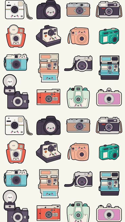 Camera Stickers Aesthetic, Paper Camera Craft, Camera Aesthetic Drawing, Cute Camera Drawing, Video Camera Drawing, Film Camera Illustration, Camera Doodle, Vintage Camera Decor, Cartoon Camera