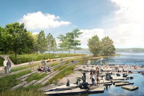 Riverfront Park, Ottawa River, Wetland Park, Eco City, Urban Landscape Design, Public Space Design, Riverside Park, Landscape And Urbanism, Landscape Architecture Design