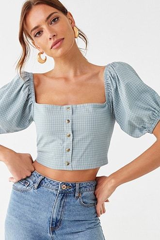 9aa42b31882ec039965f3c4923ce901bdesc42446720ri Diy Vetement, Grunge Look, Crop Top Outfits, Mode Inspo, Puffy Sleeves, Looks Style, Looks Vintage, Cropped Top, Fashion Sewing