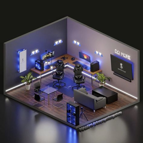 Modern Small Bedroom, Games Room Inspiration, Gaming Bedroom, Boys Game Room, Small Game Rooms, Game Setup, Modern Home Offices, Drawing Room Interior, Computer Gaming Room