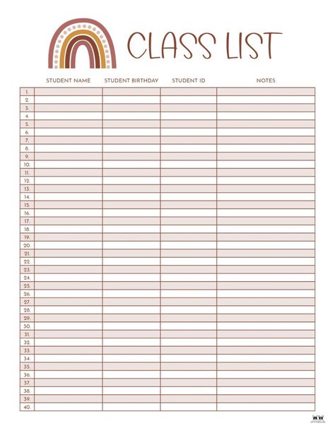 Choose from 12 different class list templates including 2 for Valentine's Day to keep track of all of your students. 100% FREE. Print from home. Class List Template, Student Birthdays, Class List, Free Print, List Template, Keep Track, From Home, Free Printables, Valentine's Day